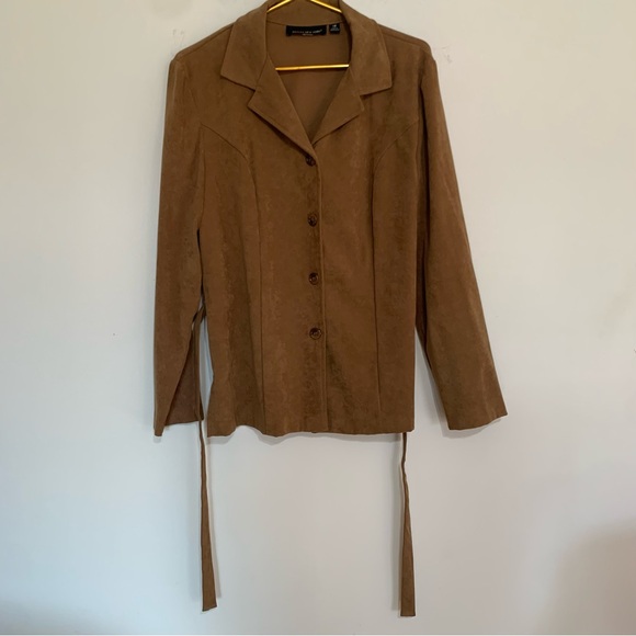 Briggs New York Faux Suede Jacket Lightweight Light Brown/Tan Size 12 - Picture 2 of 5